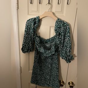 SHEIN green and white off the shoulder  dress